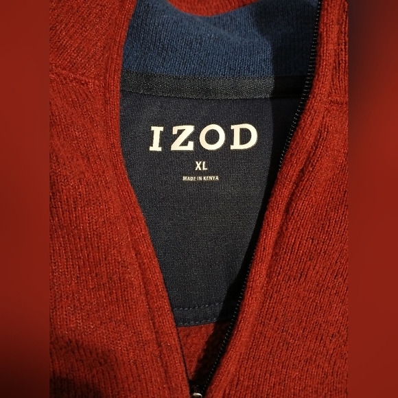 IZOD Thermosoft Quarter Zip Sweater Fleece Pullover Red XL - Picture 4 of 5
